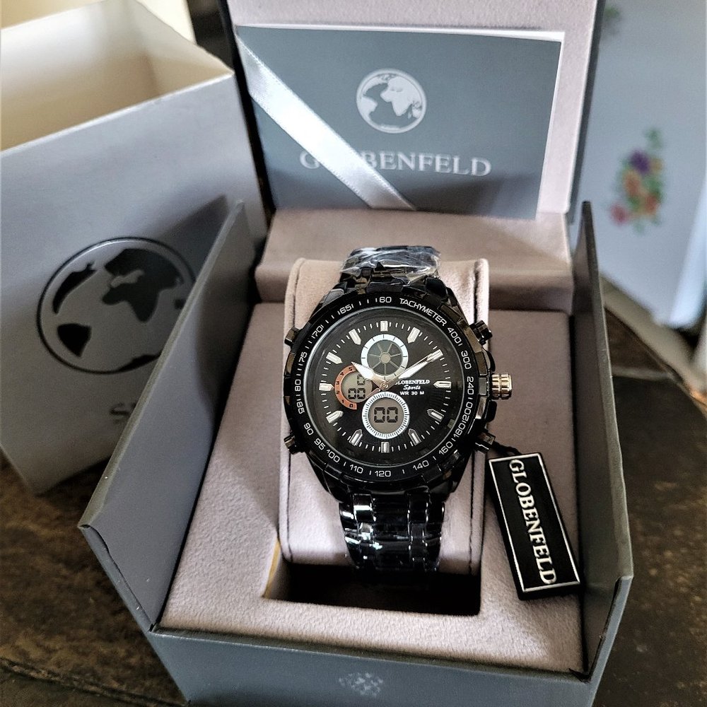 Globenfeld Men's Sports Stopwatch Tachymeter Watch